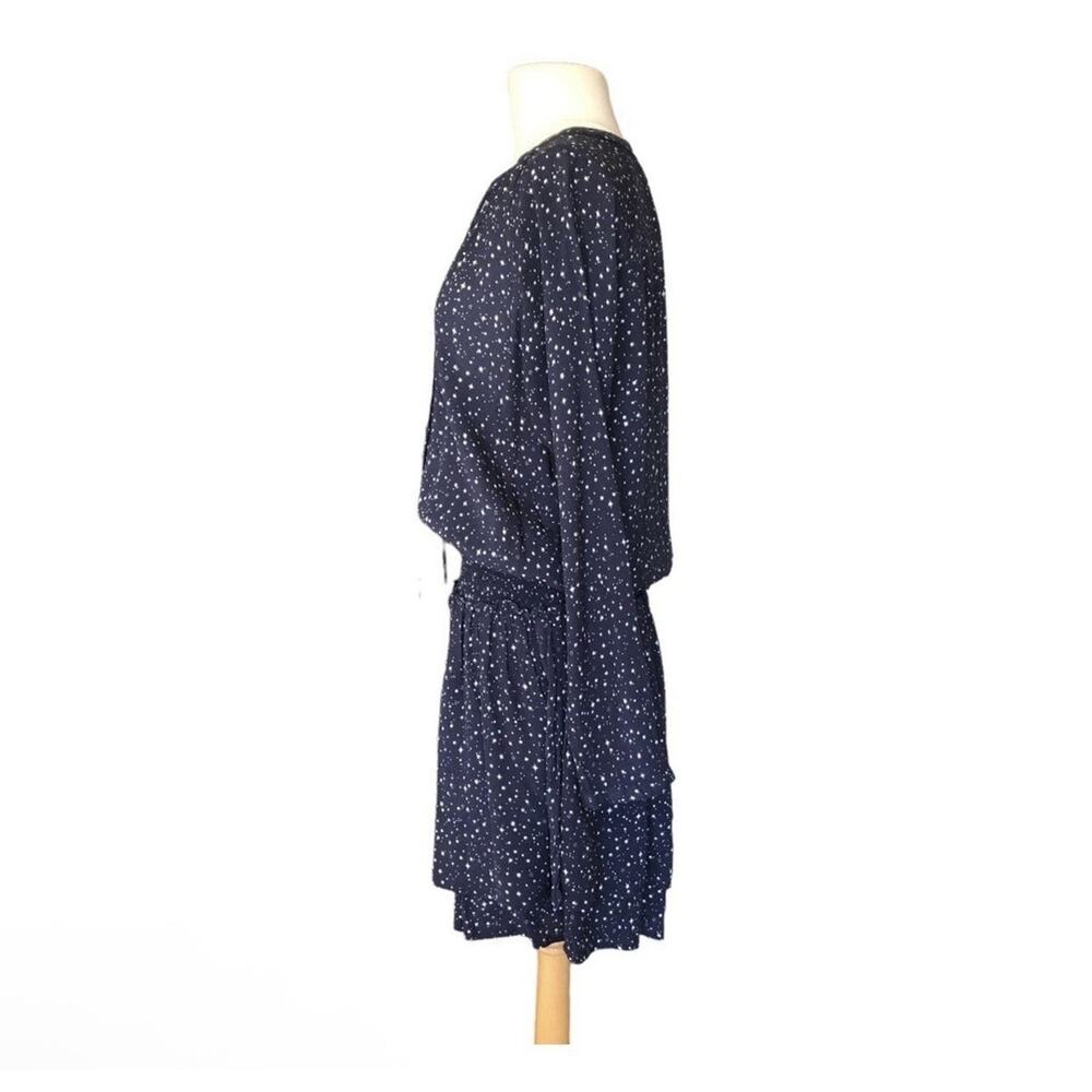 Rails Jasmine Dress Medium Navy Star Print Smocked Waist Long Sleeve Pockets - Picture 5 of 11